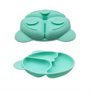 Plato de Silicon Antideslizante para Bebé con Babero Recogemigas, Bowl, Vaso con Tapa y Cubiertos, Libre de BPA. Vajilla Infantil para Aprendizaje. Color Verde Menta.