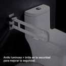 de Seguridad para discapacitados y adultos mayores  (70cm)  Apoyo Abatible para Baño con Luz Nocturna Fluorescente. Acero Inoxidable 304 para Inodoro. Color Blanco