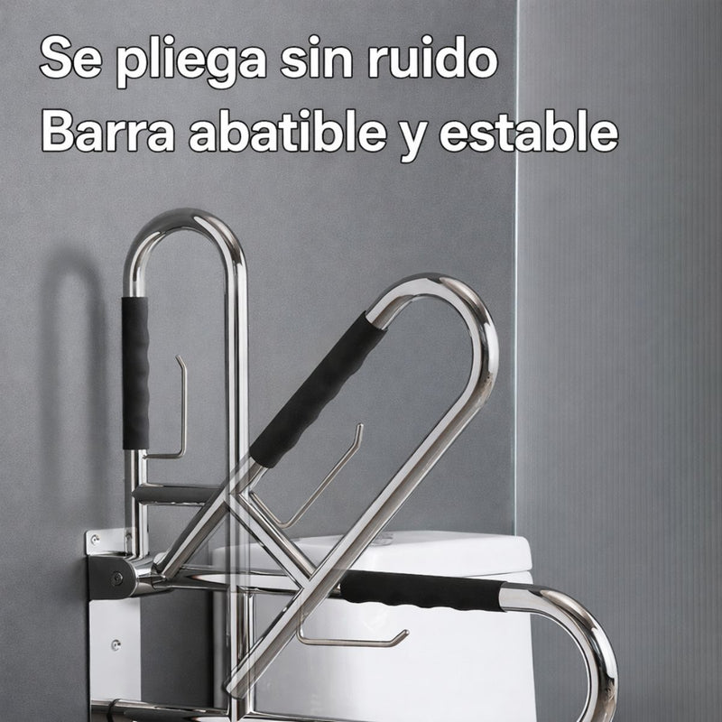 de Seguridad Apoyo discapacitados Abatible para Baño Portarrollos. Pasamanos Plegable de Acero Inoxidable 304 Antideslizante para Inodoro (70cm) para adultos mayores