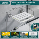 Asiento Abatible para Ducha de Pared con Soporte Reforzado. Silla de Baño Plegable Asiento Plegable de Baño para Adultos Mayores y Discapacitados de Acero Inoxidable 304 (3mm) y  ABS. Color Blanco