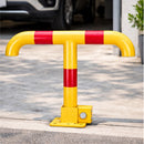 Tranca Bloqueador de Estacionamiento en T con Cerradura (3.9Kg). Barrera de Seguridad para Parking en Acero Reforzado con Recubrimiento Anticorrosivo. Bolardo Amarillo(55x40cm)