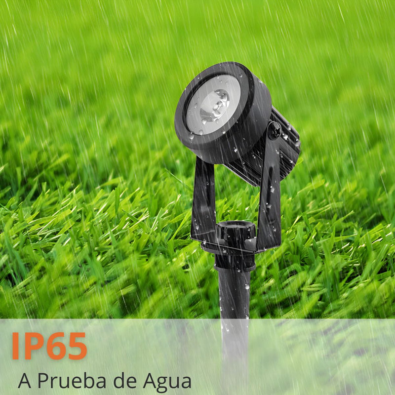 Kit de Luces LED para Jardín Exterior con Estacas – Iluminación Decorativa para Paisajismo 6000K con Enchufe y Cable 3M (Set de 6). Luz Blanca