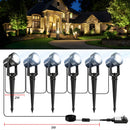 Kit de Luces LED para Jardín Exterior con Estacas – Iluminación Decorativa para Paisajismo 6000K con Enchufe y Cable 3M (Set de 6). Luz Blanca
