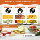 Procesador y Cortador de Vegetales Eléctrico Multifuncional – Rallador y Rebanador de Cocina 3 en 1 de 110W. Triturador de Alimentos Eléctrico Multifuncional con 3 cuchillas Intercambiables.