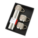 Termo de Acero Inoxidable 304 con 2 Tazas. Set Botella Térmica Portátil Hermética Frío y Calor 500 ml