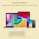 Teclado y Mouse Inalámbricos en Español Bluetooth Recargables USBC Ultra Delgados Compatibles con PC Laptop Tablet iOS Android Windows. Color Amarillo