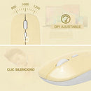 Teclado y Mouse Inalámbricos en Español Bluetooth Recargables USBC Ultra Delgados Compatibles con PC Laptop Tablet iOS Android Windows. Color Amarillo