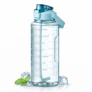 Botella de Agua Deportiva 2L con Carrizo y Marcador de Tiempo. Botella Motivacional Antiderrame con Asa. Libre de BPA para Gimnasio Oficina Escuela Viaje. Verde