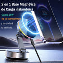 Soporte Magnético para Celular con Ventosa manual y Carga Inalámbrica 15W. Base Ajustable 360° con Luz LED RGB Compatible iPhone Android