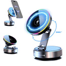 Soporte Magnético para Celular con Ventosa manual y Carga Inalámbrica 15W. Base Ajustable 360° con Luz LED RGB Compatible iPhone Android