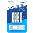 Pilas Recargables AAA USB-C 1.5V Litio Baterías Recargables con Cable USB Cable de Carga Rápida (4 Unids)