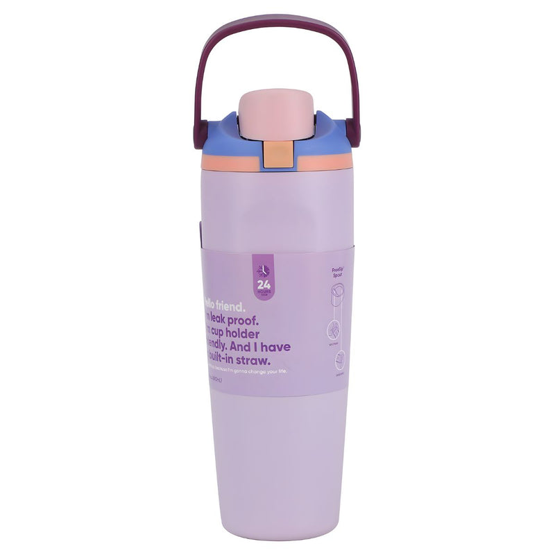 Botella De Agua Termo De 30oz. Vaso Térmico De Acero Inoxidable Con tapa hermética y Asa. Color lila.