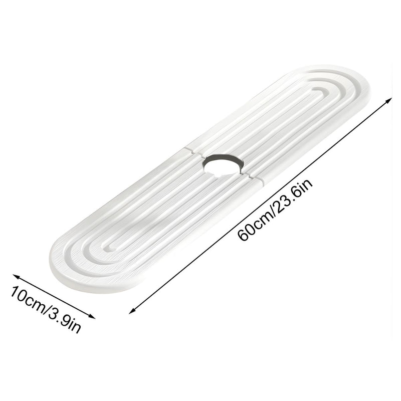 Alfombrilla lavamanos De Diatomita Para Grifo (60x10cm). Tapete antigoteo Absorbente de Secado Rápido Para Cocina y Baño. Color Blanco.