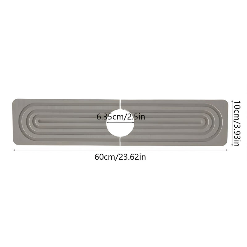 Tapete Alfombrilla De Diatomita Para llavamanos Grifo (60x10cm). Tapete antigoteo Absorbente de Secado Rápido Para Cocina y Baño. Color gris.