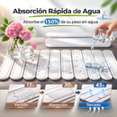 Tapete Diatomeas Diatomita Escurridor De Platos Plegable Enrollable (60X39cm). Base Absorbente Antideslizante Para Cocina. Color blanco.
