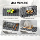 Tapete Diatomeas Diatomita Escurridor De Platos Plegable Enrollable (60X39cm). Base Absorbente Antideslizante Para Cocina. Color gris oscuro.