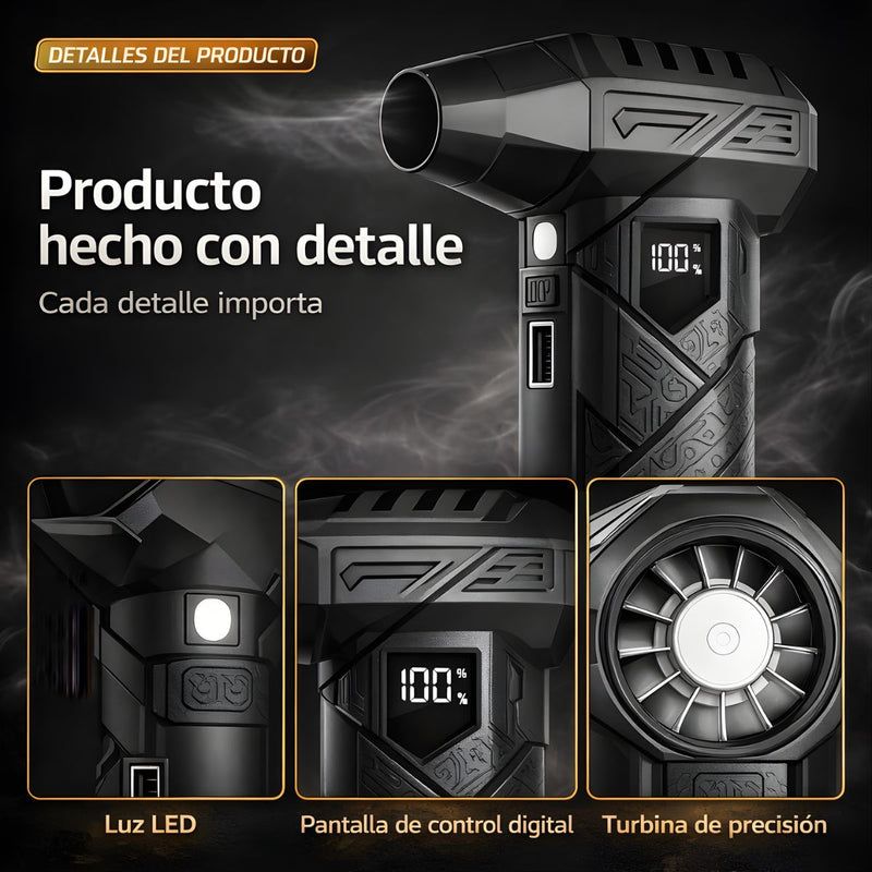 Blower sopladora Turbo De Alta Velocidad 130,000 RPM. Ventilador Portátil. Soplador Y Aspirador Eléctrico Recargable Con Pantalla Digital Y Power Bank.