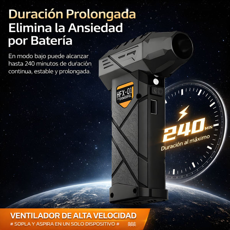Blower sopladora Turbo De Alta Velocidad 130,000 RPM. Ventilador Portátil. Soplador Y Aspirador Eléctrico Recargable Con Pantalla Digital Y Power Bank.