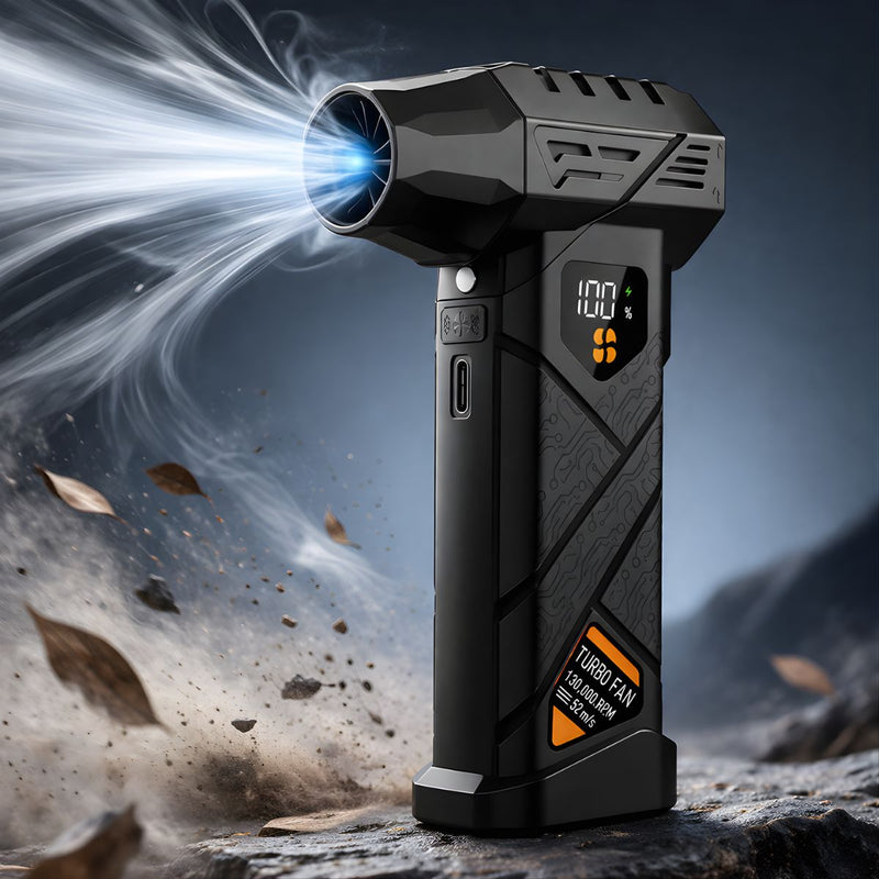 Blower sopladora Turbo De Alta Velocidad 130,000 RPM. Ventilador Portátil. Soplador Y Aspirador Eléctrico Recargable Con Pantalla Digital Y Power Bank.