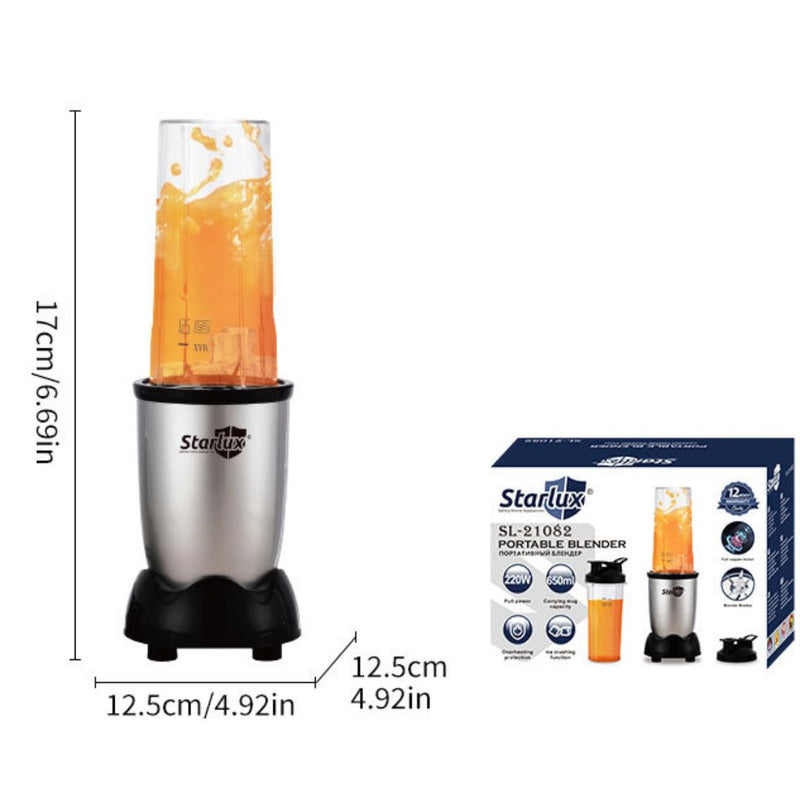 Licuadora Personal Eléctrica con Botella Deportiva Batidos y Smoothies (110V) Con 4 Cuchillas De Acero Potente Y Rápida 220W. Vaso De 650ML.