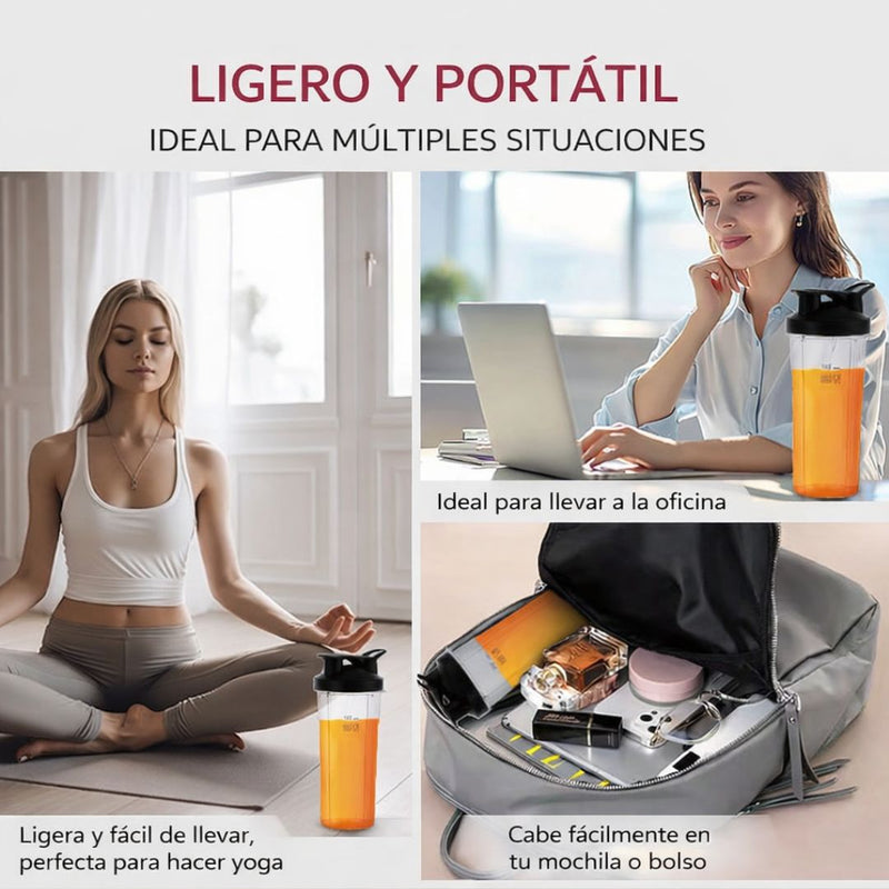 Licuadora Personal Eléctrica con Botella Deportiva Batidos y Smoothies (110V) Con 4 Cuchillas De Acero Potente Y Rápida 220W. Vaso De 650ML.