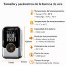 Inflador de llantas Portátil. Compresor de Aire Recargable con Pantalla Digital Dual. Luz LED Integrada (74x47x120mm).