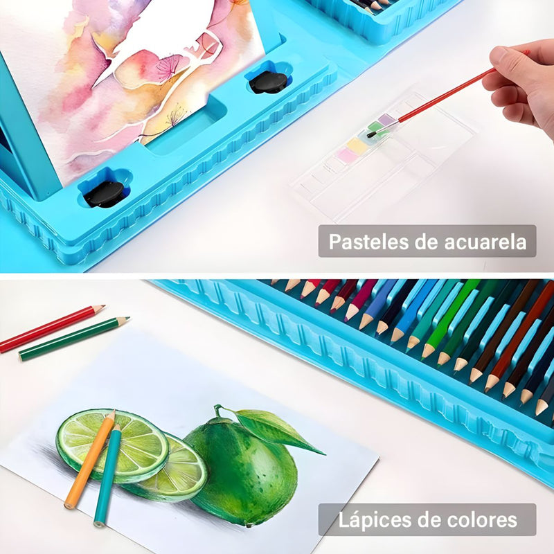 Estuche Artístico Infantil. Set De Arte Para Dibujar Y Pintar. Kit De Colores Completo. Mega Art Set 208 Piezas para Niños | Kit Completo de Pintura y Dibujo