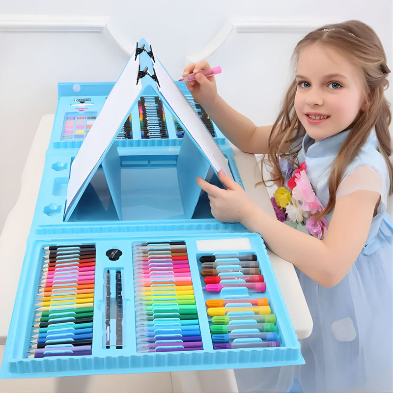 Estuche Artístico Infantil. Set De Arte Para Dibujar Y Pintar. Kit De Colores Completo. Mega Art Set 208 Piezas para Niños | Kit Completo de Pintura y Dibujo