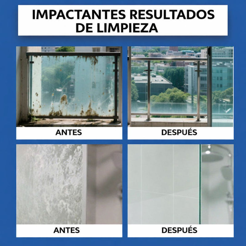 Removedor de Manchas de Agua para vidrios (100g). Limpiador Antisarro y Cal. Ideal para ventanas. Incluye esponja.