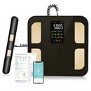 Báscula Inteligente de Composición Corporal con 8 Sensores. Balanza Digital recargable con Electrodo de Mano, Análisis BMI, Grasa Corporal y Conexión a App.