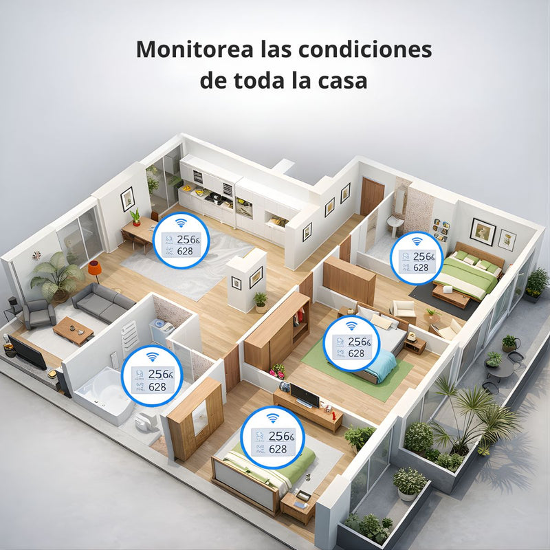 Sensor de Temperatura y Humedad con Pantalla LCD y Conexión a App Tuya. Termómetro e Higrómetro Digital Bluetooth Inteligente. Medidor.