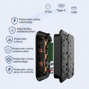 Regleta Compacta de Viaje con 3 Salidas AC 2 PuertoS USB y 1 Puerto USBC de 110V, 10A y  2500W. Toma corriente Color Blanco y Negro(2.5x8.8x12.8cm)