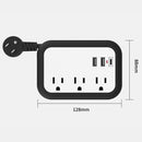 Regleta Compacta de Viaje con 3 Salidas AC 2 PuertoS USB y 1 Puerto USBC de 110V, 10A y  2500W. Toma corriente Color Blanco y Negro(2.5x8.8x12.8cm)