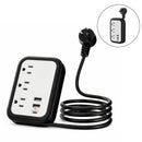 Regleta Compacta de Viaje con 3 Salidas AC 2 PuertoS USB y 1 Puerto USBC de 110V, 10A y  2500W. Toma corriente Color Blanco y Negro(2.5x8.8x12.8cm)