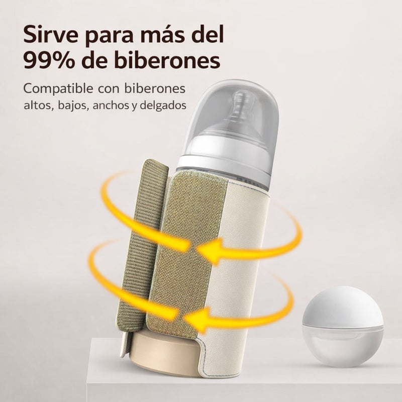 Calentador Biberones Portátil 6000mAh con Pantalla LED y Control de Temperatura. Calienta Leche para Bebé Carga USB-C 18W. Compatible con la Mayoría de Mamaderas.