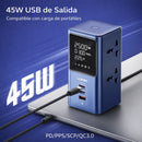 Regleta Vertical de 2500W con Pantalla Digital. Torre de Enchufes con Medidor de Consumo Incluye 2 Puertos USB-C y Puerto USB Cable 2 m