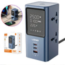 Regleta Vertical de 2500W con Pantalla Digital. Torre de Enchufes con Medidor de Consumo Incluye 2 Puertos USB-C y Puerto USB Cable 2 m