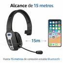 Auricular Bluetooth 5.2 con Micrófono para Call Center y Oficina headset Inalámbricos con Micrófono y Alcance 15m. Audífonos (500g) con Conexión Dual. Color Negro.