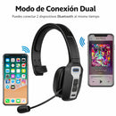 Auricular Bluetooth 5.2 con Micrófono para Call Center y Oficina headset Inalámbricos con Micrófono y Alcance 15m. Audífonos (500g) con Conexión Dual. Color Negro.