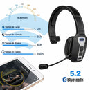 Auricular Bluetooth 5.2 con Micrófono para Call Center y Oficina headset Inalámbricos con Micrófono y Alcance 15m. Audífonos (500g) con Conexión Dual. Color Negro.