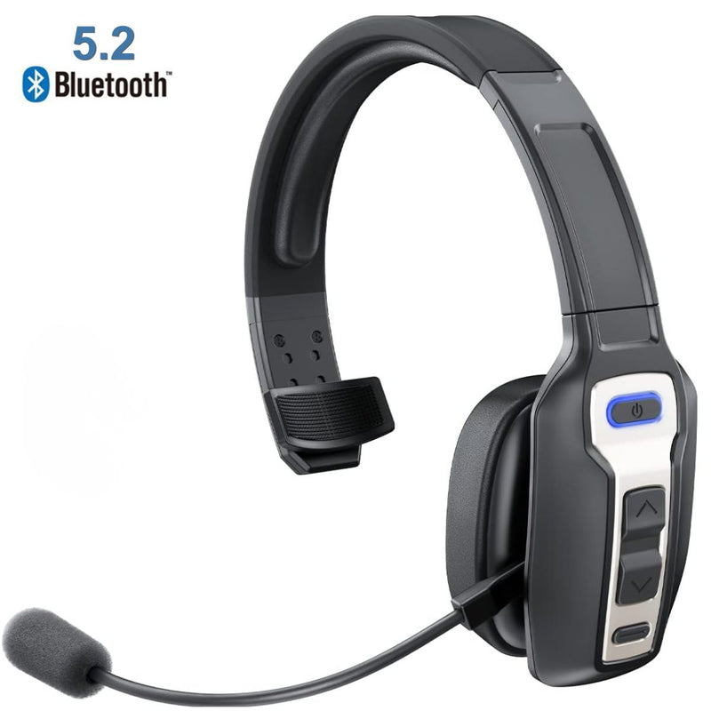 Auricular Bluetooth 5.2 con Micrófono para Call Center y Oficina headset Inalámbricos con Micrófono y Alcance 15m. Audífonos (500g) con Conexión Dual. Color Negro.