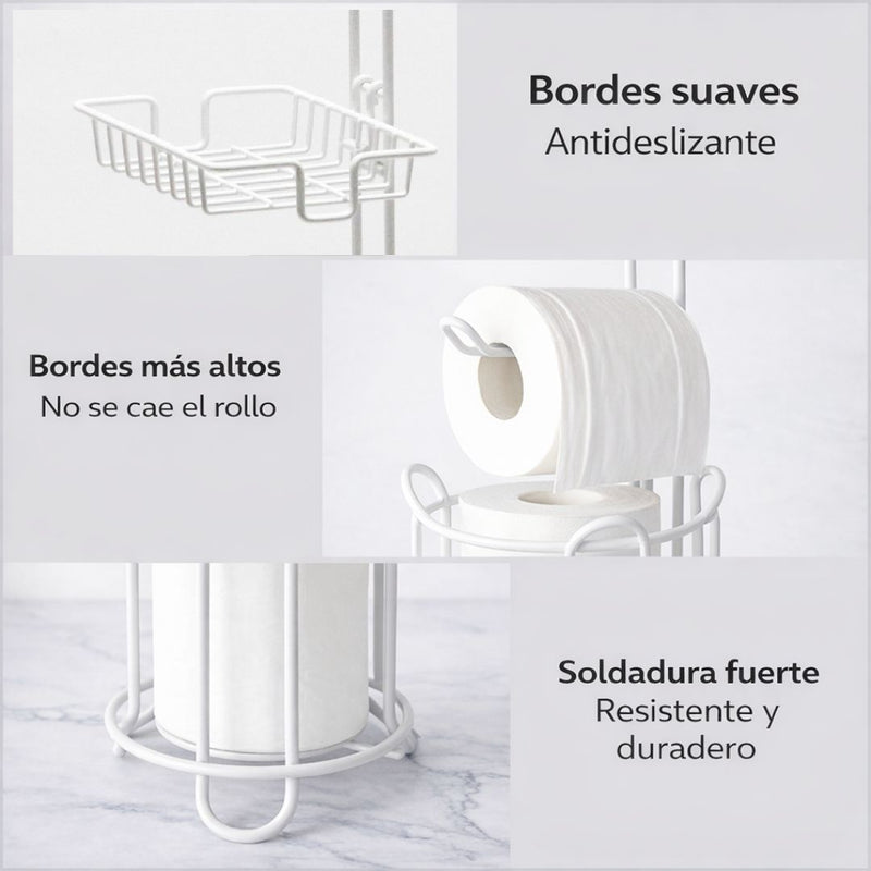 Organizador de Papel Higiénico para Baño con Repisa y Porta Celular Organizador de baño de 60cm Color Blanco.