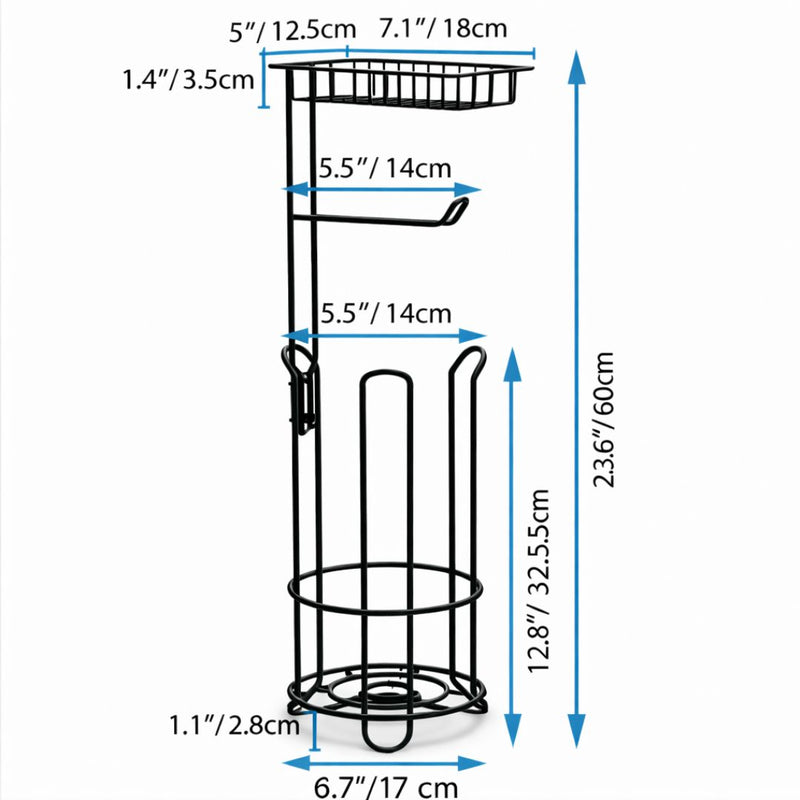 Organizador de Papel Higiénico para Baño con Repisa y Porta Celular Organizador de baño de 60cm Color Negro.
