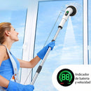 Cepillo Giratorio Eléctrico (30W) con Mango Ajustable (28-127cm) y 6 Cabezales. Limpiador Inalámbrico Multifuncional de 5V y Carga USB-C. Color Blanco