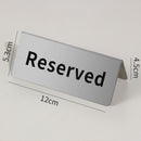 Letrero de Mesa de reservas “Reserved” de 12 cm. Señalización de Reservado de Acero Inoxidable para Restaurante y Eventos. Color Plateado.