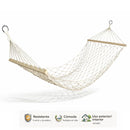 Hamaca Colgante de Algodón con  de Madera Maciza. Chinchorro de Malla Tipo Red de Pesca (200 x 80cm) Transpirable para Jardín y Exterior.