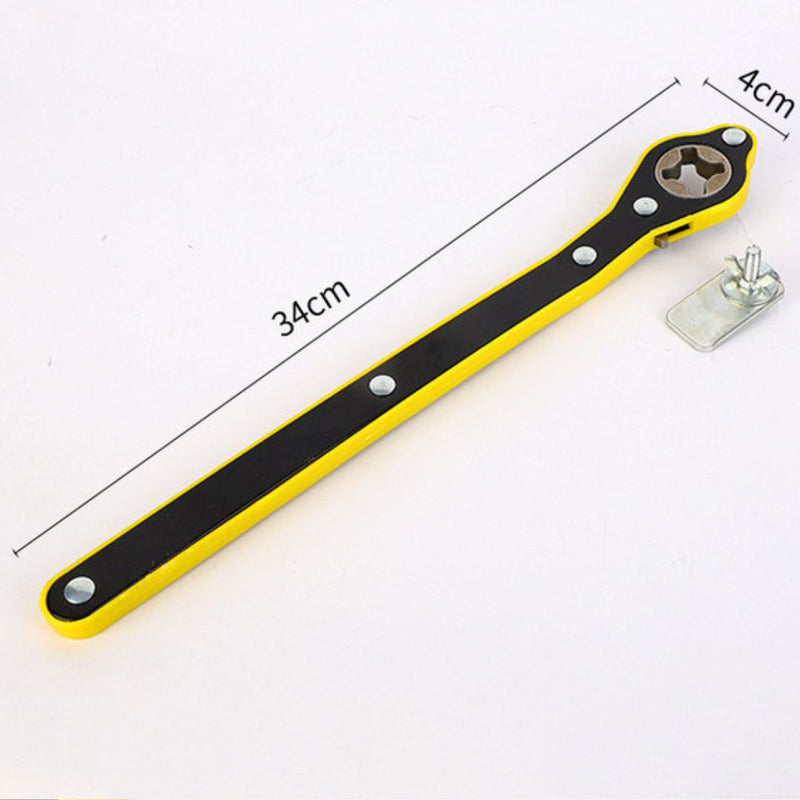 Manivela Universal para Gato Hidráulico – Llave trinqete para Elevador de Auto (260g). Llave Manual de Carraca con Mango Ergonómico Antideslizante para Elevación (34cm)