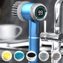 Cepillo de Limpieza Eléctrico Inalámbrico 360° con 5 Cabezales. Limpiador Recargable USB-C para Cocina y Baño 3 Velocidades 5W 5V. Color Azul 20.5 cm.