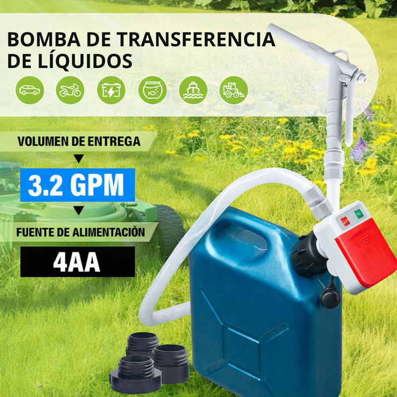Bomba Eléctrica Portátil para Transferencia de Combustible Extractor de Gasolina Portátil  3.2 GPM con Manguera. Transferidor Compatible con Bidones de Gasolina y Diésel. FN 901M