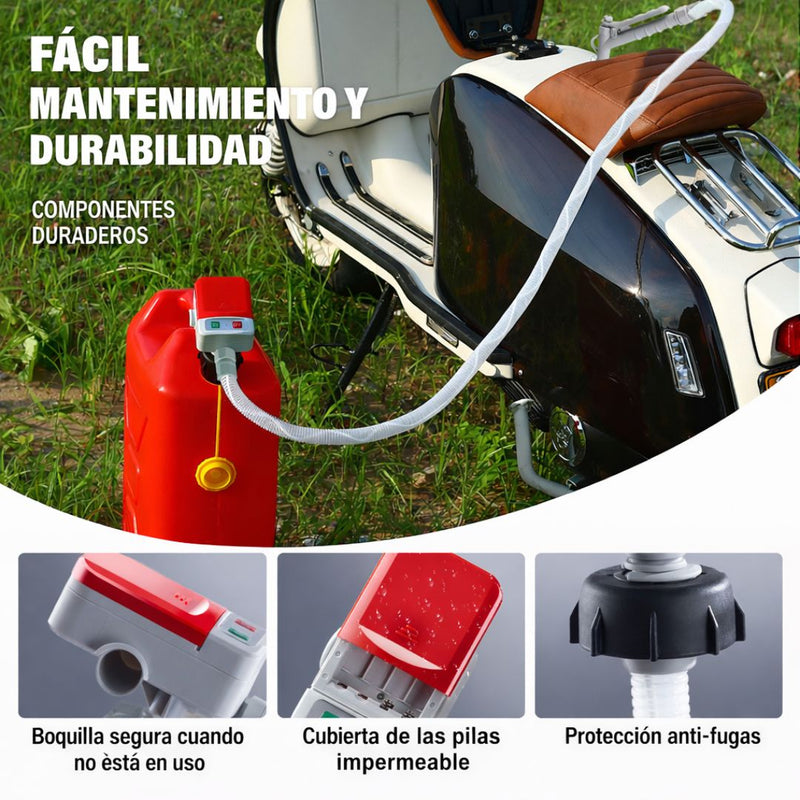 Bomba Eléctrica Portátil para Transferencia de Combustible Extractor de Gasolina Portátil  3.2 GPM con Manguera. Transferidor Compatible con Bidones de Gasolina y Diésel. FN 901M